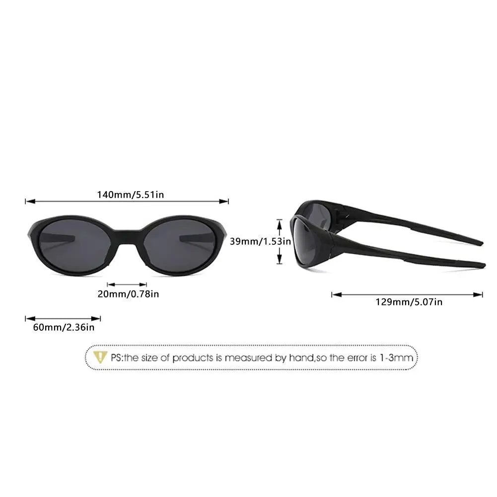 Y2K Sports Sunglasses For Men Women Oval Mirrored Lens UV400 Protection Reflective Goggles Vintage Outdoor Shade Eyewear Glasses
